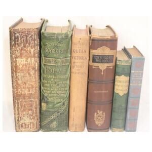 Antique 6 Book Lot: Tennyson, Swiss Fam Rob, Queen Victoria, Laws Of Etiquette